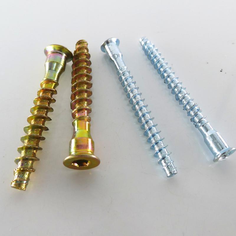 Yellow Zinc Plated Hex Socket Confirmat Screws for Furniture Assembly and Repair