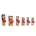Plumbing Red Copper Pipe Fittings ASME B16.22 Polished Round Equal Tees