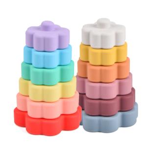 China Morandi Flower Baby Silicone Toys Eco Silicone Stacking Tower factory
