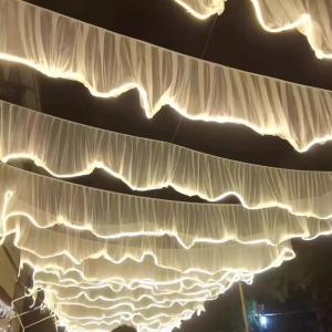 China White Light S Strip Wedding Ceiling Curtain For Dance Hall Wedding Event Party Hall Decor With Led Light Strip factory