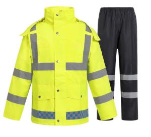 China Reflective PPE Safety Wear Fluorescent Yellow Waterproof Reflective Raincoat Split factory