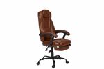 PU Brown Leather Reclining Office Chair With Footrest Retractable Reducing