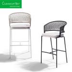 Outdoor Garden Aluminum Frame Rattan Bar Stool Chair for Hotel Courtyard Patio