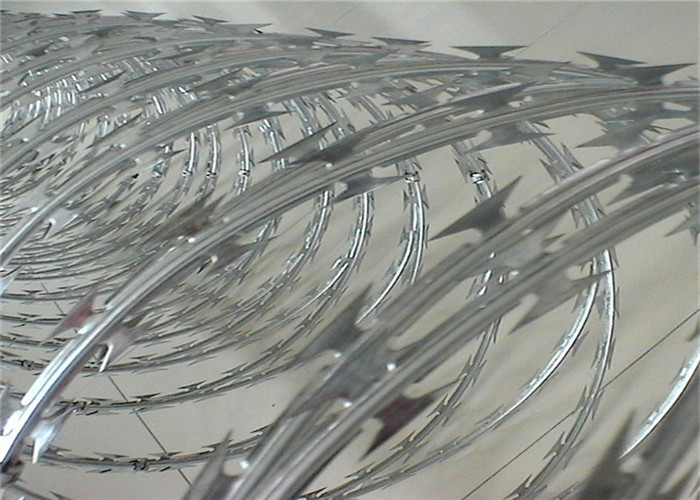 Cross Type And Iron Wire Material Oem Concertina Razor Wire Anti Rust 10m/Roll