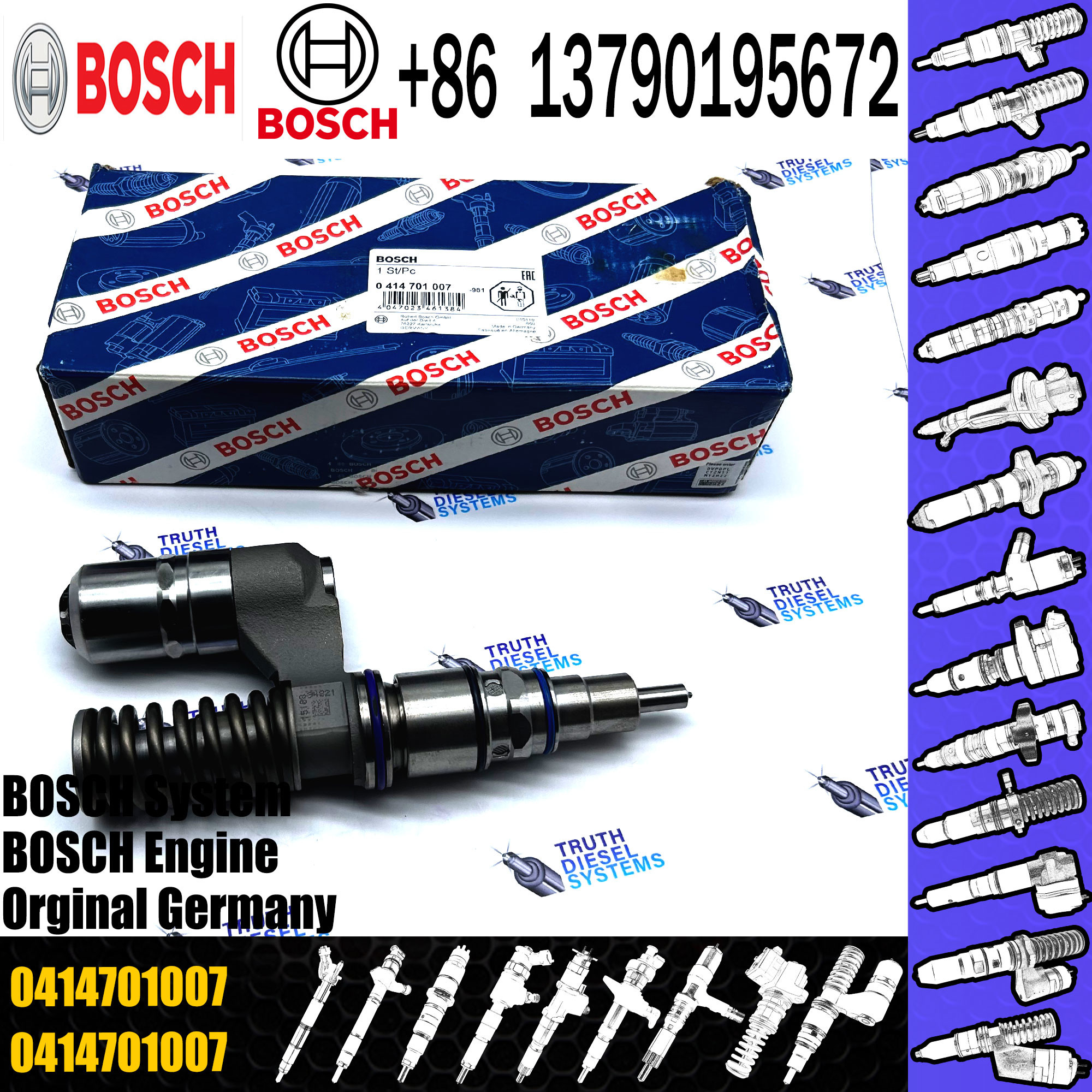 Diesel Engine Common Rail Injector 0414701037 0414701062 0414701007
