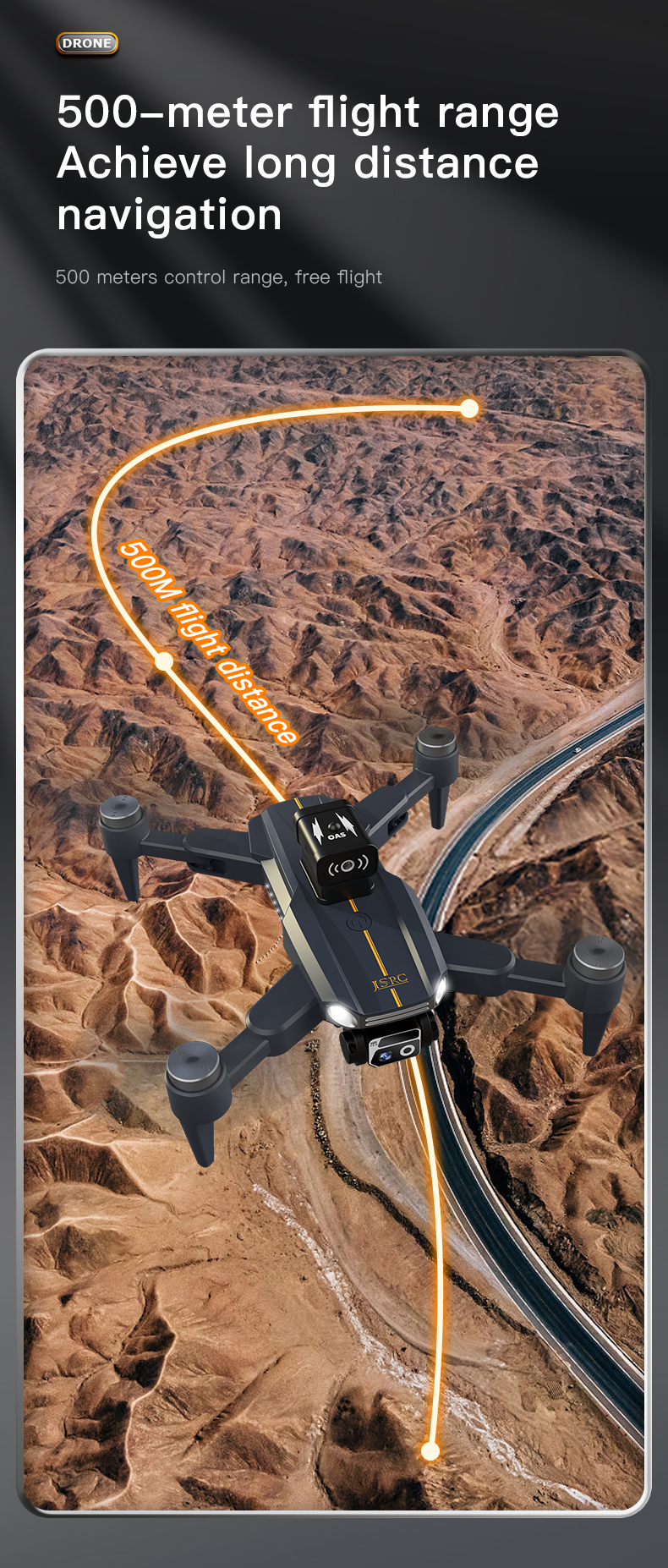 Js26 Foldable Entertainment Drones Beginner Operator Skill Level Optical Flow and One Key Takeoff / Landing for Hiking