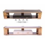 Accessories Glass Top Stainless Steel TV Stand with Drawers