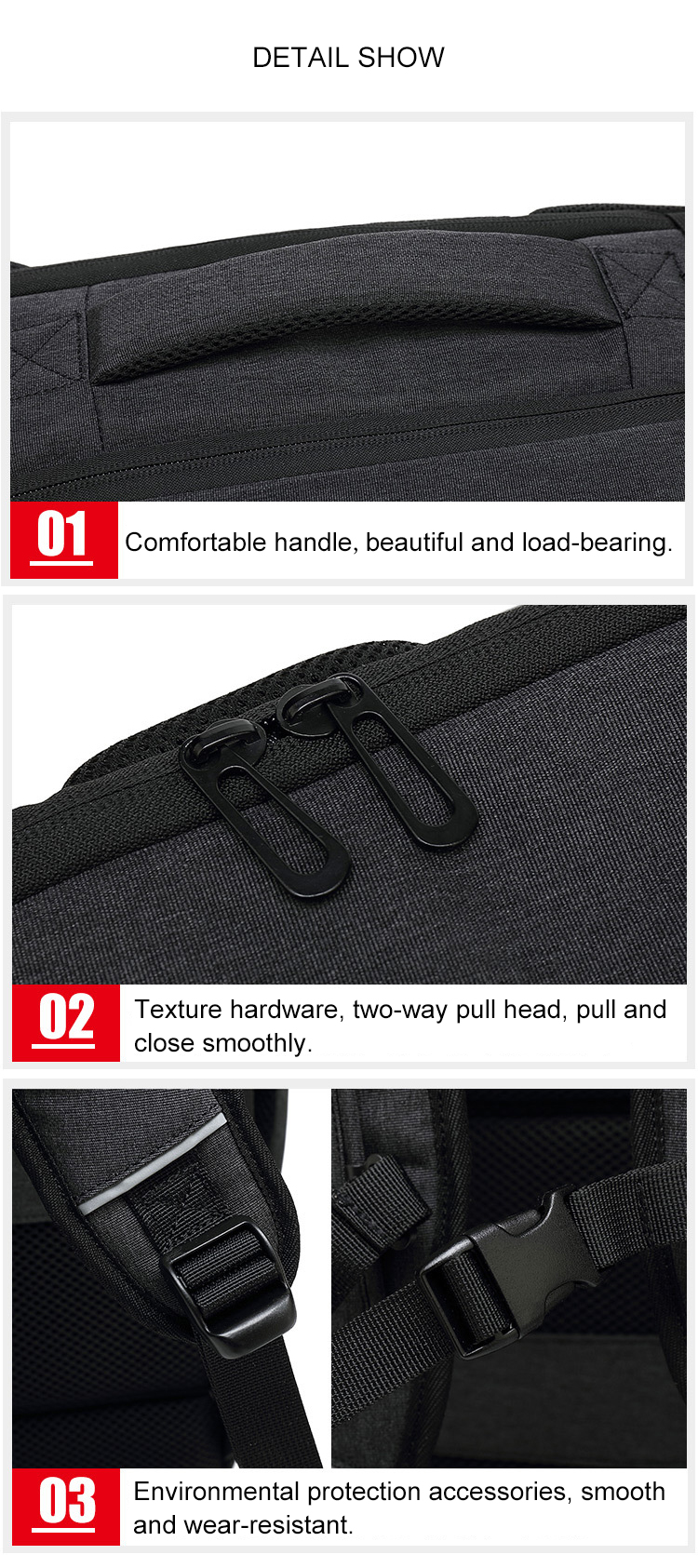 24L 15.6 Inch Expandable Laptop Backpack Multifunctional Rucksack 1680D
