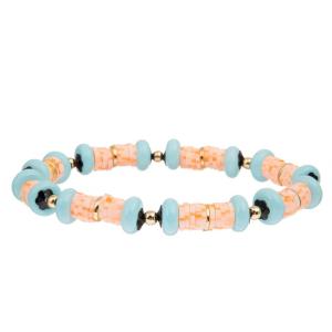 China Energy Orange Heishi Beads Stretchy Bracelet Customized For Fashion Lady factory