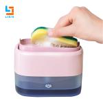 Liquid Foam 2 In 1 Sponge Rack Soap Dispenser Dishwashing 500ml