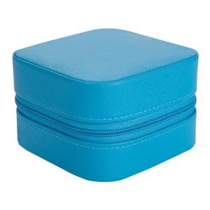 China Bule Color Portable Travel Jewelry Box Custom Logo With Many Comparments Inside factory