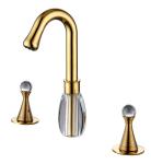 Deck Mounted Gold Widespread Bathroom Faucet 3 Hole 2 Handle Solid Brass