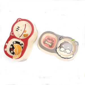 China Bamboo Fiber Pet Double Bowl Dog Bowl Non-Slip Cat Bowl Water Basin Cartoon Dog Food Bowl factory