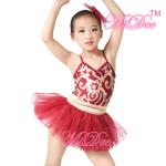 Fancy Kids Dance Costumes Floral Sequin Dress Matching Tulle Tutu Skirt