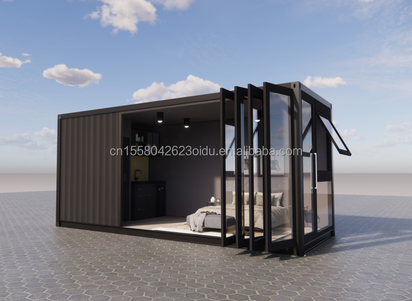 Easy Installation 20ft Prefab Shipping Container Home Houses with Bathroom and Wall 50/75/100mm Wave Sandwich Panel