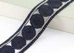 Custom Ribbon Black Embroidered Lace Trim With Rhinestone / Embroidered Bridal