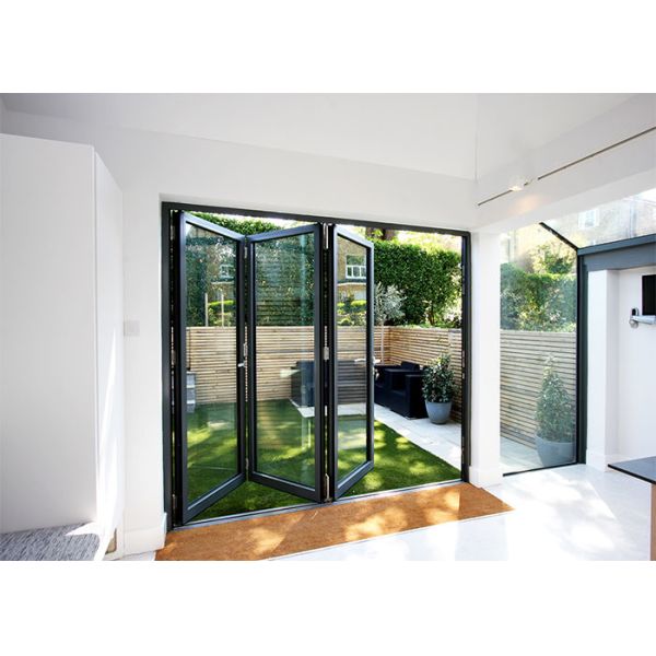 Fire Proof Aluminium Bifold Patio Doors , Residential Folding Doors With Louver Inside