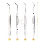 Surgical Serrated Handle 16cm Dental Tweezer Single Curved Pointed