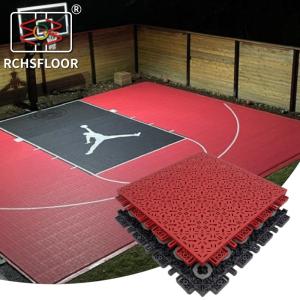 China Black Grey Blue Red Interlocking Sports Flooring 32% Shock Absorption Polypropylene Basketball Court factory