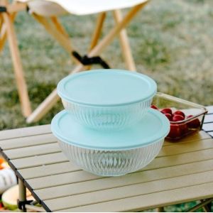 Borosilicate Glass Mixing Bowl 500ml-3500ml with PE Lid