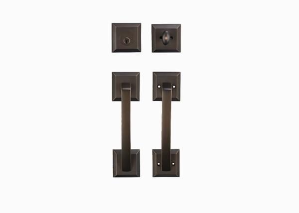 Amertop brass Front Double Door Handle Lock Set Black Finish in coffee Modern