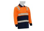 65% Polyester 35% Cotton Mens Work Polo Shirts / Long Sleeve Workwear Orange