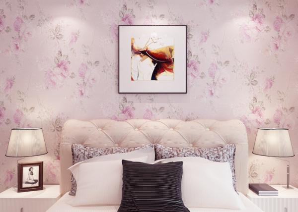 Romantic Light Living Room Wallpaper Soundproof For Home Decoration , SGS