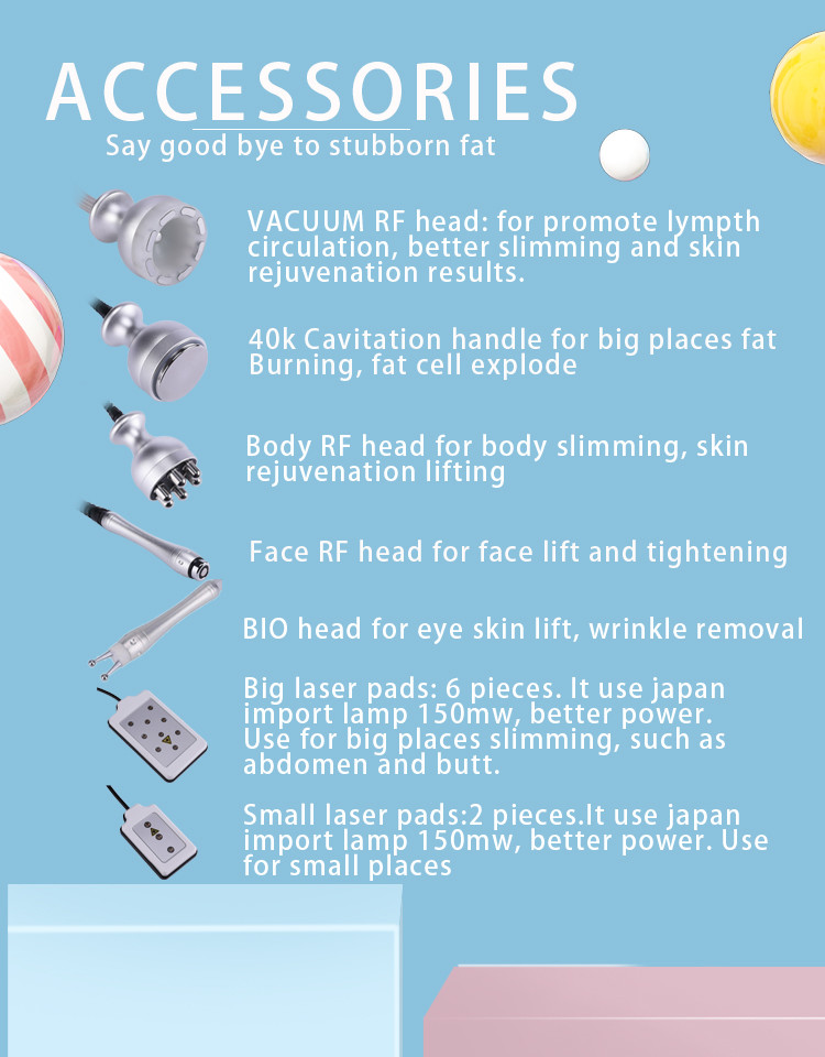 6 IN 1portable radio frequency lipo laser slimming ultrasonic liposuction cavitation machine for sale