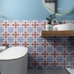 White And Red Modern Tiles 200x200mm Flower Ceramic Rustic Tile And Vintage