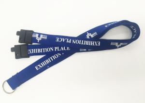 China 20MM Blue Tube Silk Screen Lanyards / Badge Holders Lanyards With Split Ring factory