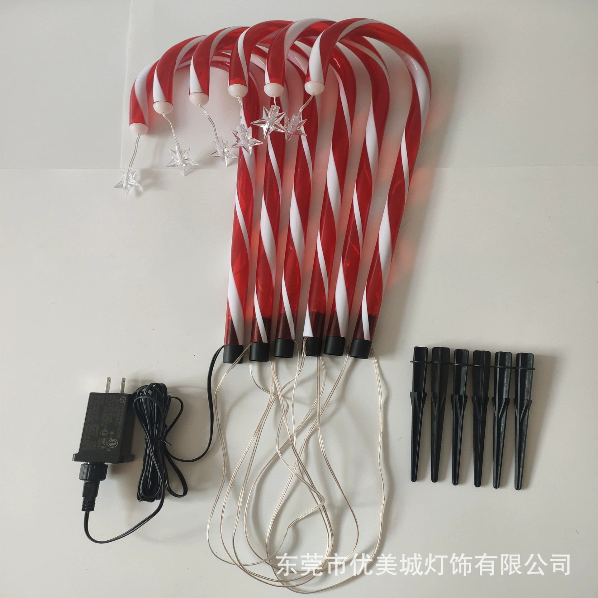 Solar-powered Christmas star snowflake pendant walking stick lamp holder