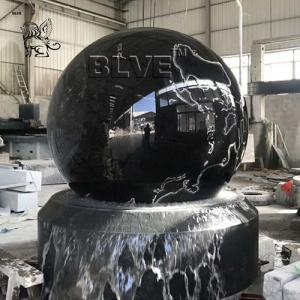 China Marble Floating Ball Feng Shui Water Fountain Garden Black Natural Stone factory
