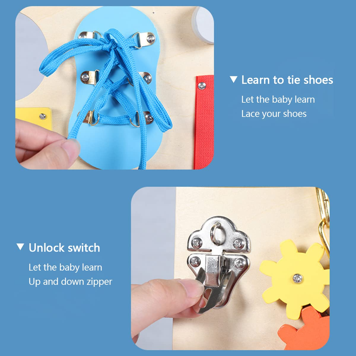 Beech Wood Double-sided Educational Activity Board for Kids Learning Wooden Sensory Toy