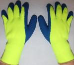 Hi Vis Safety Gloves Latex Acrylic Terry Brushed Glove Blue Latex Palm Coated