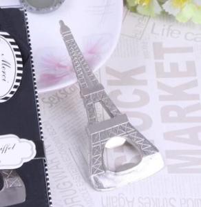 China Innovative Wedding Favor Die Casting metal alloy 2D Paris Eiffel Tower beer bottle opener, silver plating color factory