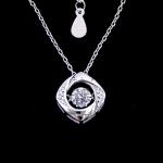 Square Shape 925 Silver Cubic Zirconia Necklace Charming Dancing Diamond