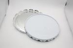 Round Shaped Pail Cover Clear Gold White Color Straight Curling Edges Design
