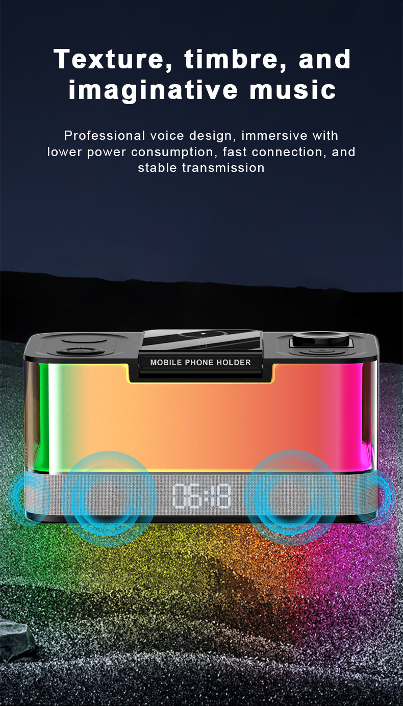 Qi-enabled Wireless Charger and Bluetooth Speaker with Colorful Lights Compatibility Qi-enabled Devices