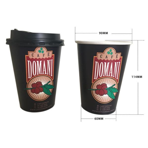Custom Logo Disposable PE PLA Platic free Sinlge Wall Paper Cup with lids