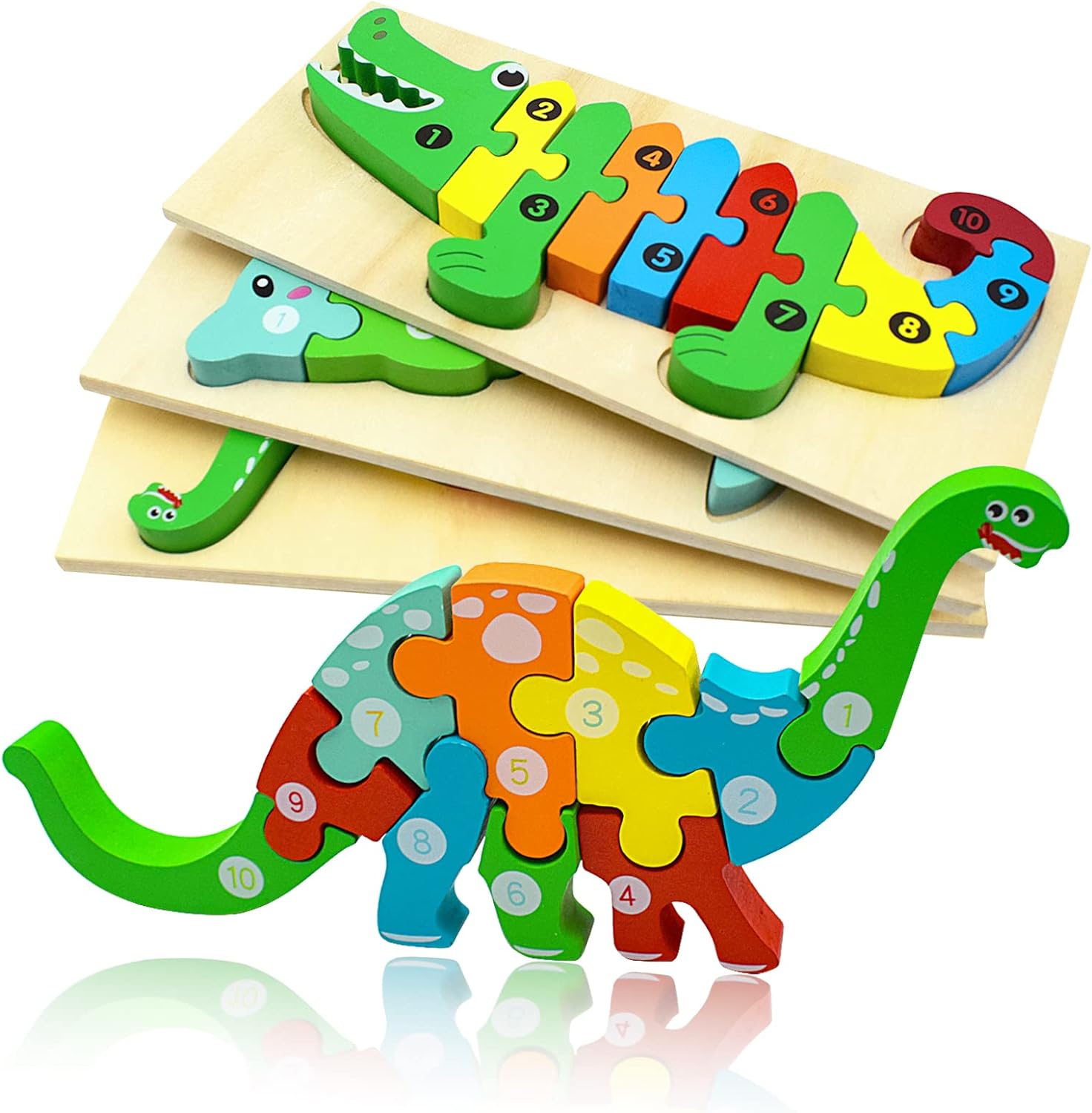 Wooden Animal Puzzles for Toddlers 1 2 3 4 Years Old Montessori Educational Toy Gift