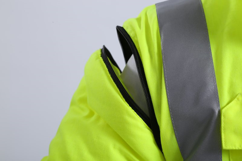 7 In 1 OEM Hivis Winter Work Jacket , 300D Oxford Hi Vis Heavy Duty Work Coats
