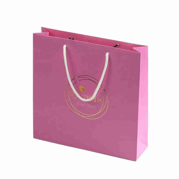Personalized Pink Printed Paper Gift Bags Laminated Euro Tote Shopping Bags for