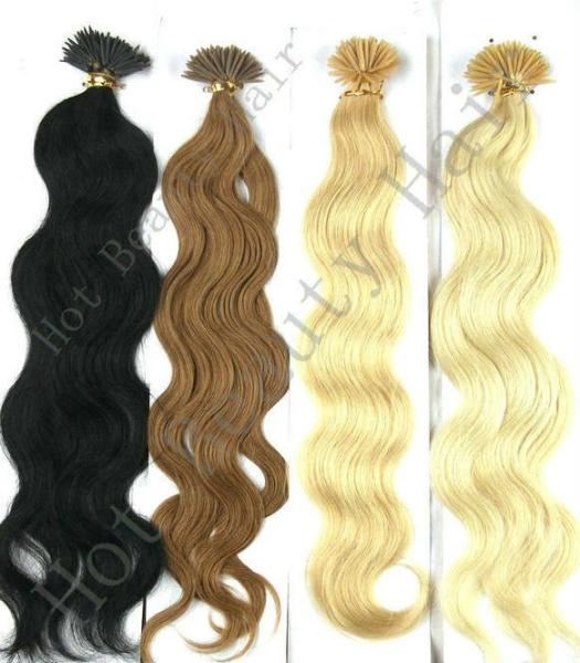 30" Custom Human Hair Wigs , 100% Remy Human Yellow And Brown I - Tip Pre Bonded