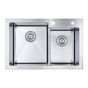 Practical Space Saving Kitchenware Deep Double Sinks Stainless Steel Polished /