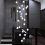 Stair Long Glass Ball Hanging Lamp LED Ceiling Light Creative Home Lighting