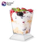 Hot sale 100% food grade 160ml square shape disposable transparent plastic
