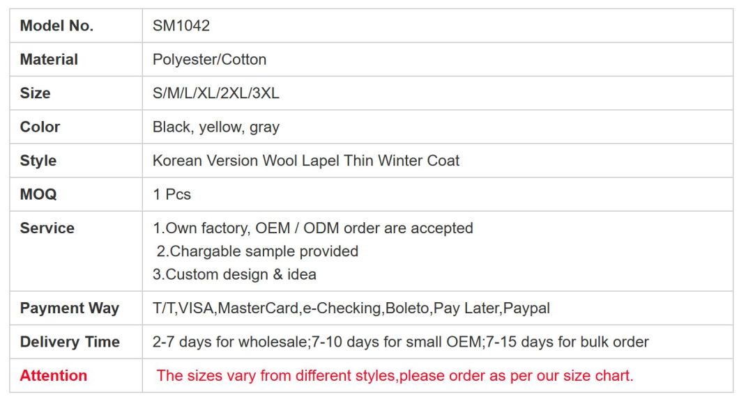MID-Length Korean Version Wool Lapel Thin Winter Coat Solid Color Slim Ladies Woolen Coats for Women
