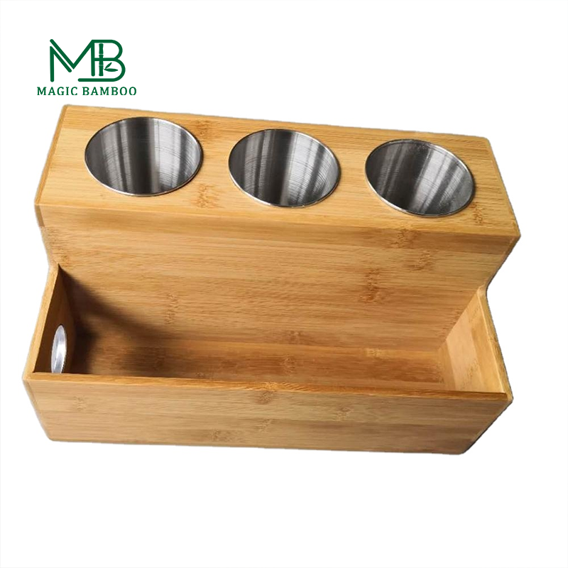 Customized Bamboo Bathroom Storage Rack Hair Appliance Organizer