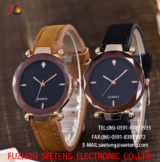 wholesale Pu watch round dial alloy case quartz watch fashion watch concise style Multicolor strap