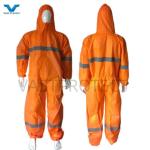 OEM Accepted Safety Coverall With Reflective Tape Chemical Diposable PP PE